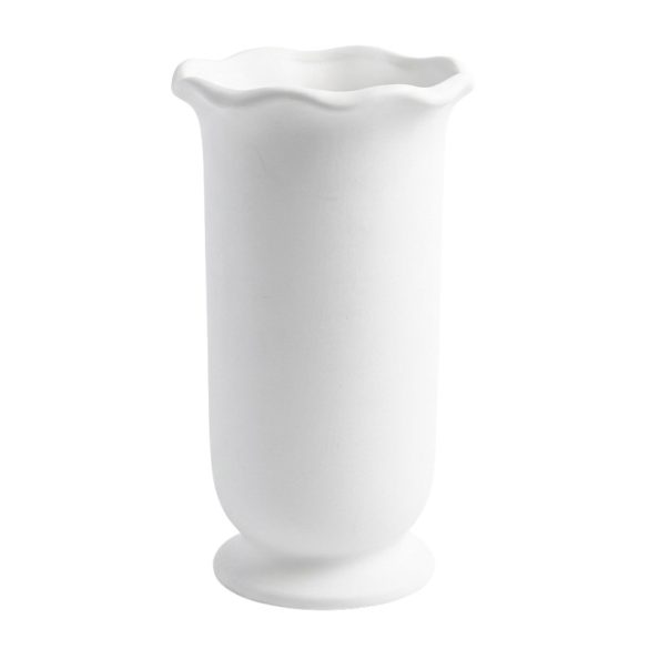 Elegantná biela keramická váza s vlnitým okrajom EKV5