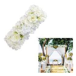   Umelý kvetinový nástenný panel s bielymi kvetmi – 50 × 20 cm EP642643