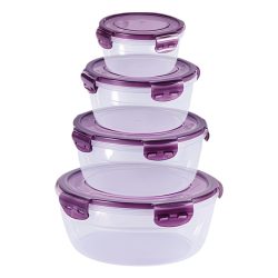   Sada 8 okrúhlych nádob na skladovanie potravín – fialová EQ6029630-2