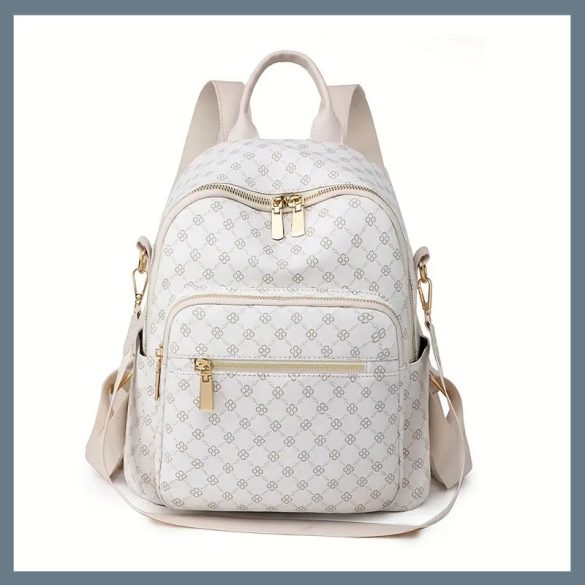 Štýlový dámska batoh s ramenným popruhom, ktorý sa dá premeniť na tašku cez rameno – biela EW39308-3