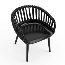 Moderné čierne „pletené“ dizajnové kreslo FFK-02