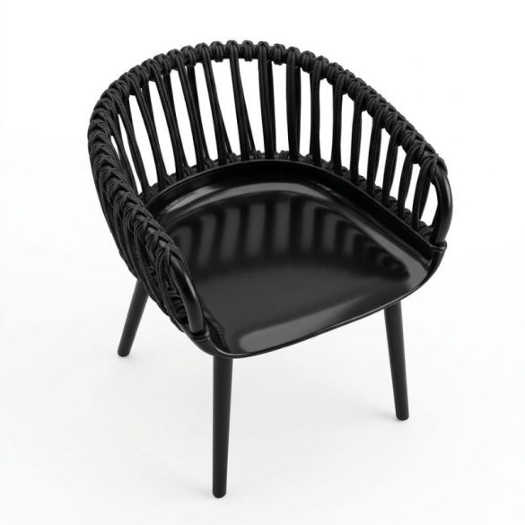 Moderné čierne „pletené“ dizajnové kreslo FFK-02