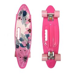   Ružový mini cruiser skateboard s kvetinovým vzorom 59x16cm FH846574