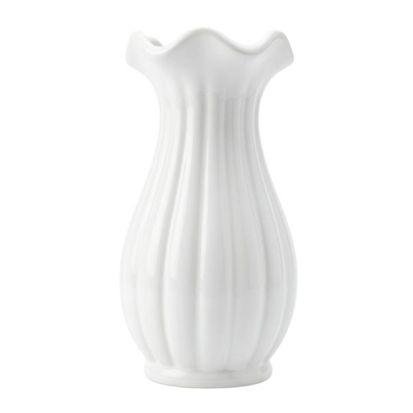 Elegantná biela keramická váza s vlnitým okrajom FKV1