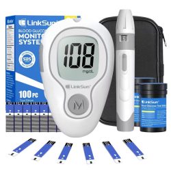   Súprava glukomera Linksun bez kódovania – so 100 ks testovacích prúžkov FY698435