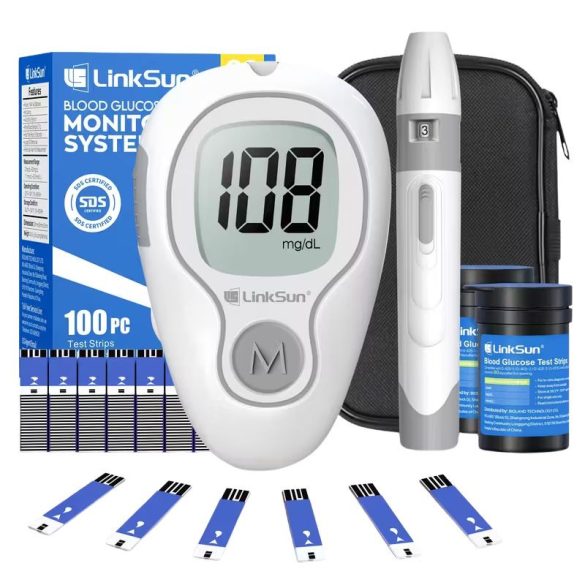 Súprava glukomera Linksun bez kódovania – so 100 ks testovacích prúžkov FY698435