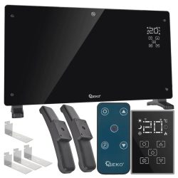  Elektrický konvektor GEKO s čiernym skleneným panelom, LCD displejom, WiFi a diaľkovým ovládaním, 2500 W, G80447