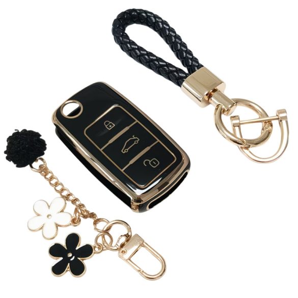 Sada prémiových ochranných puzdier na kľúče od auta – čierna a zlatá GL1147053-1