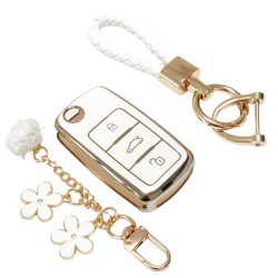   Prémiová sada ochranných puzdier na kľúče od auta – Biela-Zlatá GL1147053-2