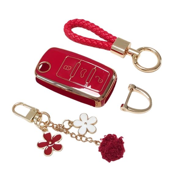 Prémiová sada ochranných puzdier na kľúče od auta – Červená GL1147053-4