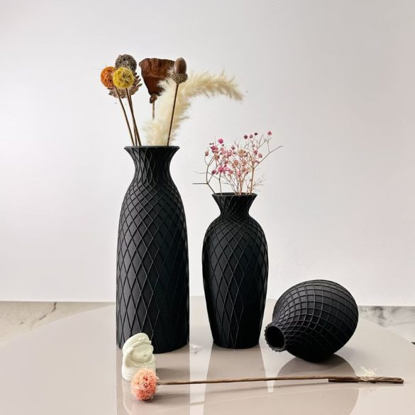 3-dielna sada dekoratívnych váz s kosoštvorcovým vzorom GP1906561-F