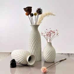   3-dielna sada dekoratívnych váz s kosoštvorcovým vzorom GP1906561-FE