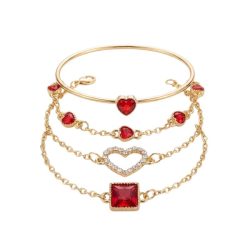   Rubínovo červená vášeň – 4-dielna sada elegantných náramkov GP564671-P