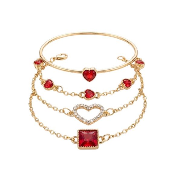 Rubínovo červená vášeň – 4-dielna sada elegantných náramkov GP564671-P
