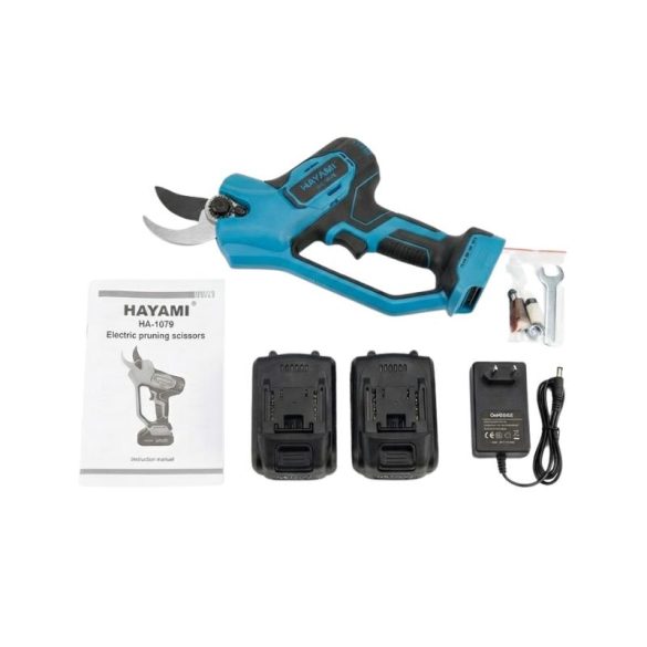 HAYAMI akumulátorové záhradné nožnice sada modrá 2 batérie HA-1079-K