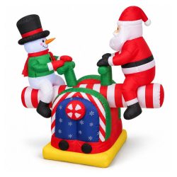   Nafukovacia svietiaca vianočná dekorácia – Santa a snehuliak na hojdačke HA-9001