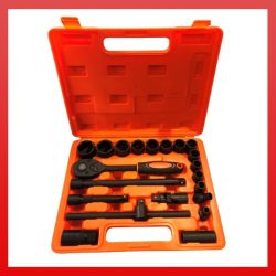   Haina HB-6769 vystužená čierna sada nástrčných kľúčov s račňou, 21-dielna, 12-hviezd.