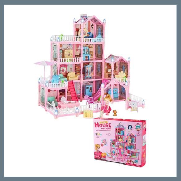 4-poschodový ružový domček pre bábiky HB2067498-4