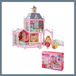 2-podlažný ružový domček pre bábiky HB2067498
