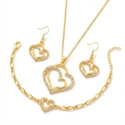   4-dielna elegantná dámska súprava šperkov – s motívom dvojitého srdca s priehľadom HD12016582