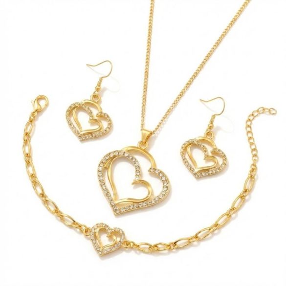 4-dielna elegantná dámska súprava šperkov – s motívom dvojitého srdca s priehľadom HD12016582