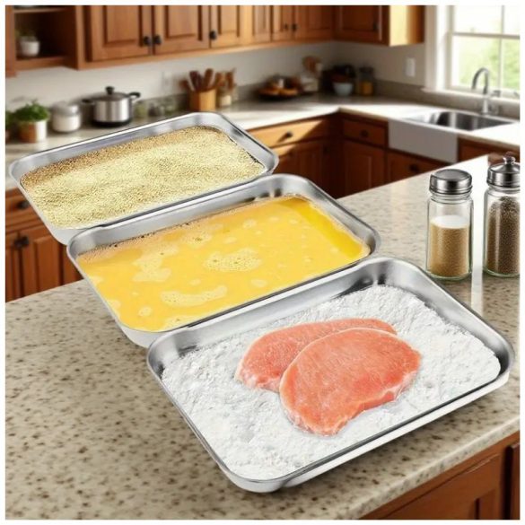 Súprava panírovacích tácok z nehrdzavejúcej ocele HE4571759