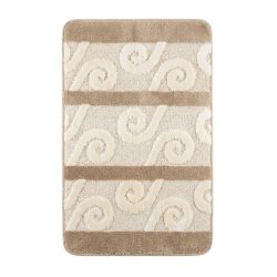   HİLAL Sada kúpeľňových koberčekov s vlnovým vzorom v béžovej farbe HF04