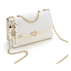   Dámska taška cez rameno s reťazovým popruhom – biela HF2434596-2