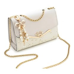   Dámska taška cez rameno s reťazovým popruhom – béžová HF2434596-3