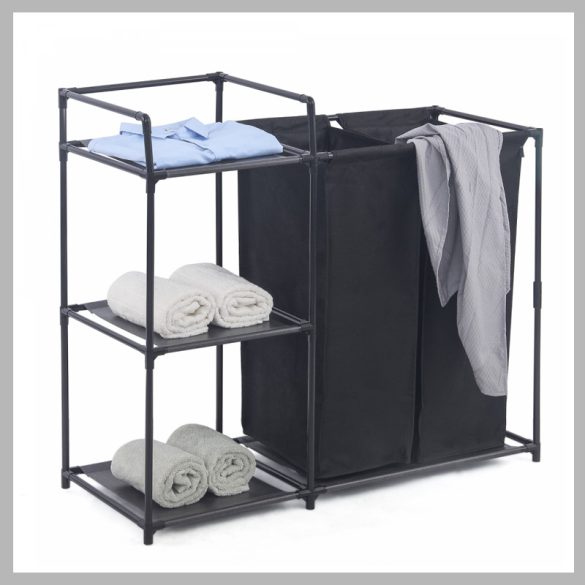 Herzberg 2 v 1 košík na bielizeň s 3 policami HG-04531