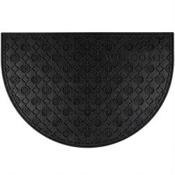   HİLAL Welcome Polkruhová gumová rohož s nápisom v čiernej farbe HL09