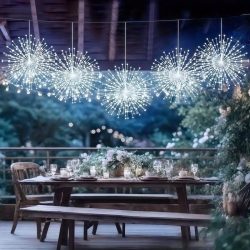   Prémiová sada solárnych závesných svetiel s efektom ohňostroja v studenej bielej farbe (studená biela) HL4876173-HF