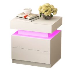   Moderná biela nočná stolíčka s RGB LED osvetlením HN10527235