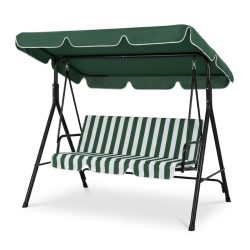 Záhradná hojdačka so slnečníkom, zelená s pruhmi HNT1