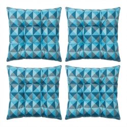   Sada stoličkových vankúšov s geometrickým vzorom (4 ks) v modrej farbe HP01