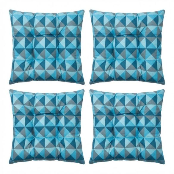 Sada stoličkových vankúšov s geometrickým vzorom (4 ks) v modrej farbe HP01