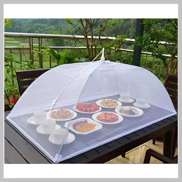 Biely sieťovaný jedálenský stan 60*40 cm – skladací a prateľný, s ochranou proti hmyzu