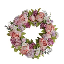   Fialová hortenzie a ružový dekoratívny veniec HR1275783-2