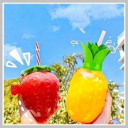   Sada pohárov v tvare ovocia – 2 kusy, jahoda a ananás 500 ml HT1373641-2