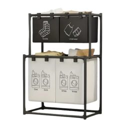   Dvojvrstvový kôš na bielizeň s úložným stojanom a organizérom na oblečenie HX2164554