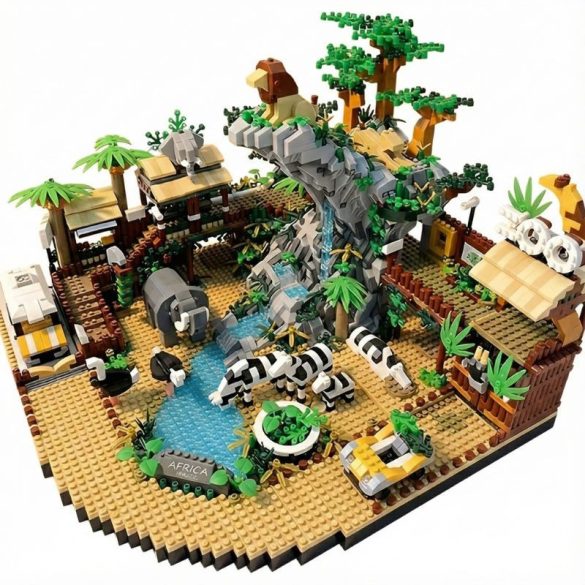 Africké safari dobrodružstvo veľká zoo mini stavebnica HY9201001-823