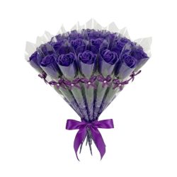   20 samostatne balených voňavých mydlových ruží v dekoratívnej krabičke – fialová JA3008169-L