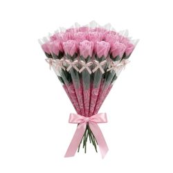   20 samostatne balených voňavých mydlových ruží v dekoratívnej krabičke – svetloružová JA3008169-R