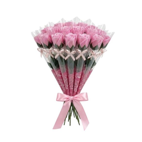 20 samostatne balených voňavých mydlových ruží v dekoratívnej krabičke – svetloružová JA3008169-R