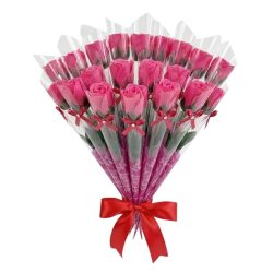   20 individuálne balených voňavých mydlových ruží v darčekovej krabičke – tmavo ružová JA3008169-RV