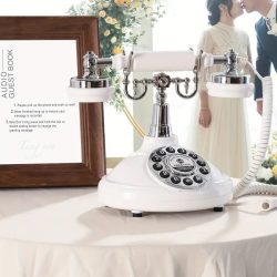   Retro štýlová Audio Guest Book – Hlasová kniha hostí na svadby (JB126810-W)