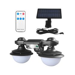   Dvojhlavý pohybový senzor Solárne nástenné svetlo Split 3 Mode Diaľkové ovládanie Vodotesné IP65 JD-2215A