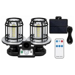   Dvojitá vonkajšia LED lampa na solárnu energiu s detektorom pohybu a diaľkovým ovládačom JD-2216A