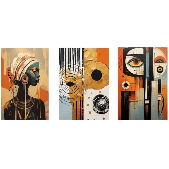 3-dielna sada moderných abstraktných plátien v africkom štýle 50x70cm JD489621-2