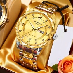   Kvartzové hodinky BANBONY s rímskymi číslicami, zlaté JU9178069-A